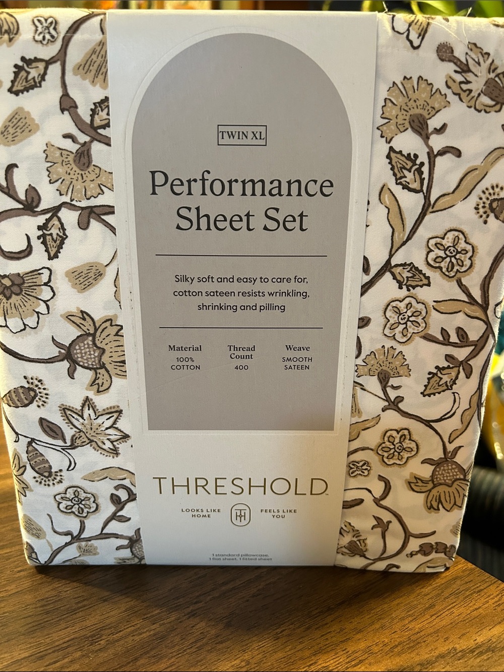 Threshold Floral Performance Sheet Set - Cream and Brown